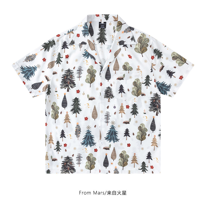 From Mars 森林深处 国潮复古植物满印夏威夷宽松短袖衬衫休闲ins,服饰配件/皮带/帽子/围巾,防晒袖套,淘宝优惠券,粉丝福利购,淘宝优惠卷