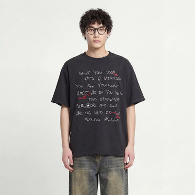 手写英文涂鸦男女宽松短袖T恤