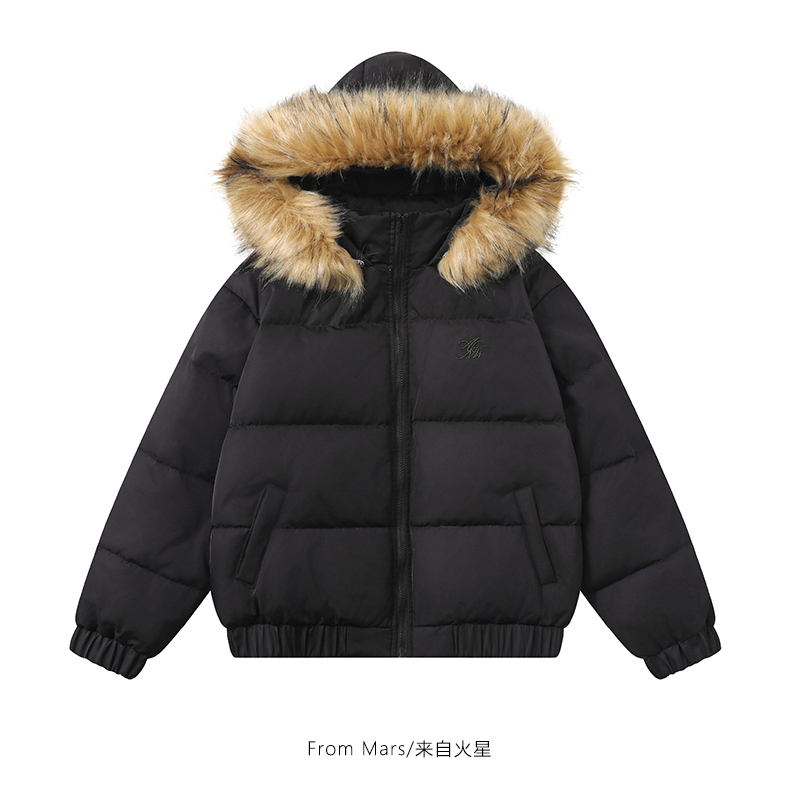 纯色羽绒服宽松保暖连帽外套BF