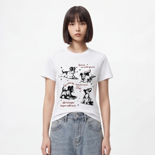 From Mars Cute graffiti printed short-sleeved T-shirt