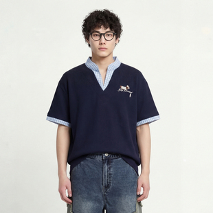 FromMars Sweet and cool fake two-piece short-sleeved T-shirt