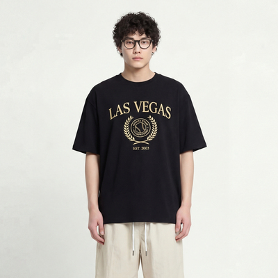 棒球徽章印花短袖美式复古宽松