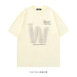 设计感字母刺绣圆领短袖 From 分裂 T恤宽松休闲男女潮ins Mars