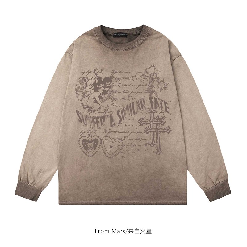 爱心小猫秋冬打底衫T恤宽松情侣