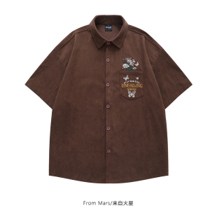 衬衫 From 复古vintage雏菊刺绣翻领国潮宽松短袖 心上蝴蝶 夏 Mars