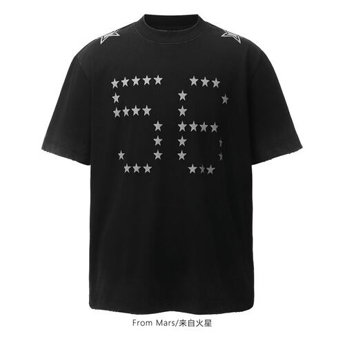 星构数字水洗短袖T恤宽松男女BF