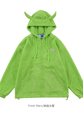From Mars Fun Devil Corner Waffle Couple Texture Cotton Coat