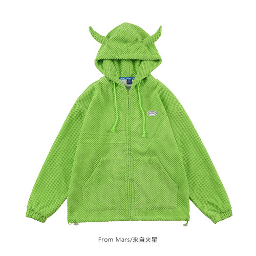 趣味恶魔角华夫格肌理感棉衣