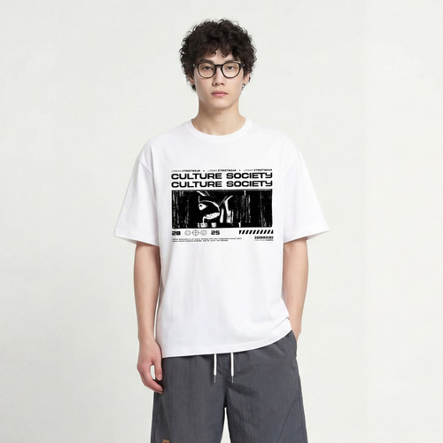 黑白抽象T恤重磅棉oversize男女