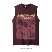 Mars 雾霾秘境 美式 From 嘻哈油画涂鸦风景印花无袖 背心宽松情侣