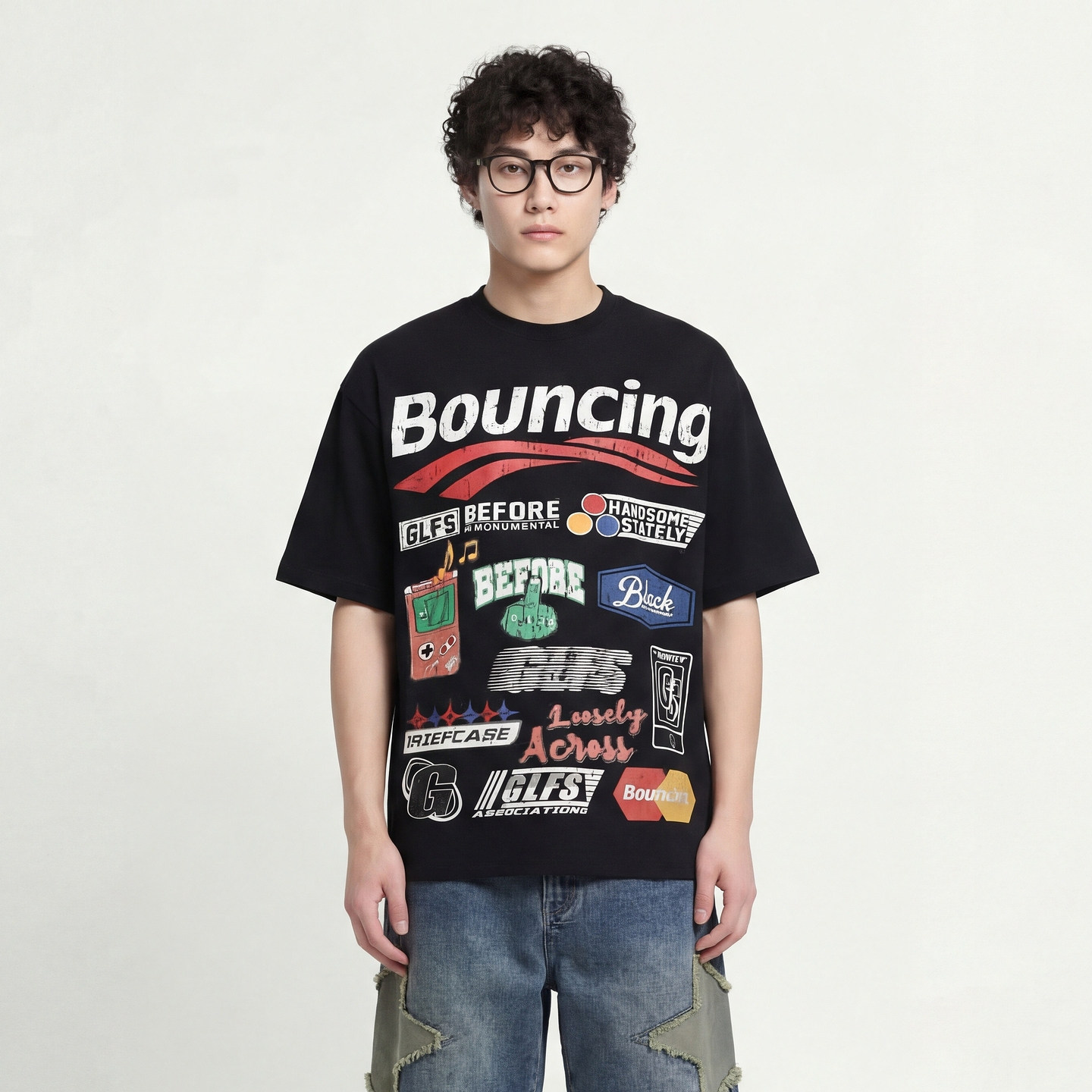 From Mars 复古游戏机 印花短袖圆领宽松T恤男女百搭休闲上衣潮牌