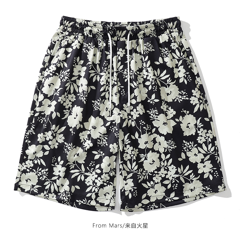 夏威夷风碎花满印百搭复古沙滩裤