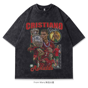高街男女痞帅短袖 From 美式 Mars 潮牌夏印花宽松黑色t恤 手指挥霍