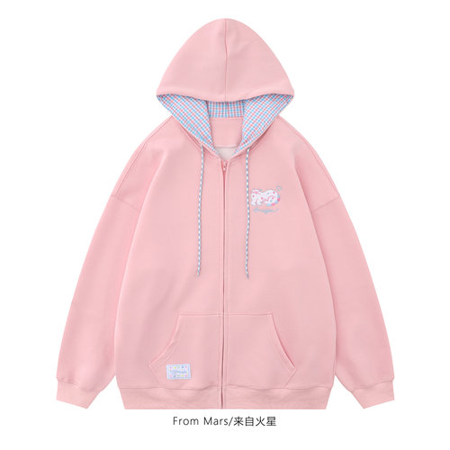 可爱猫咪开衫女连帽卫衣外套