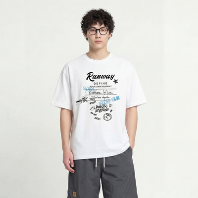 涂鸦组合印花短袖T恤重磅纯棉