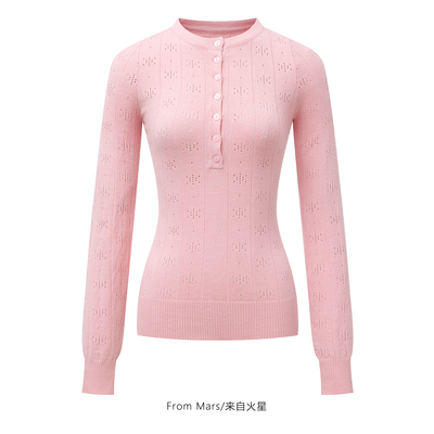 打底镂空针织修身长袖毛衣BF