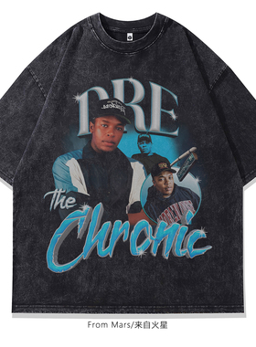 From Mars 色系英雄 美式高街痞帅短袖潮牌男女宽松夏黑色T恤印花
