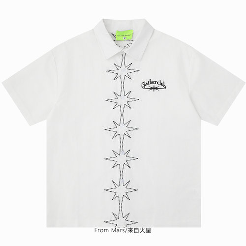刺绣撞色夏季潮牌休闲短袖衬衫