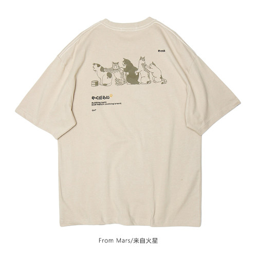 猫咪卡通vintage潮牌慵懒情侣