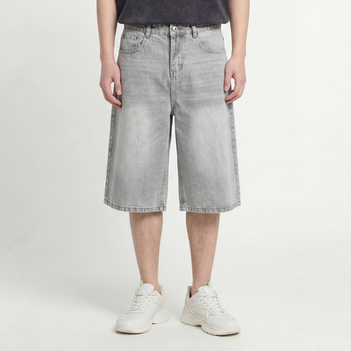 痞帅潮裤做旧水洗宽松BF七分裤