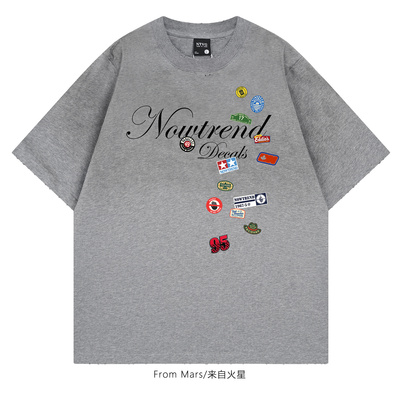 出其不意字母印花宽松短袖T恤