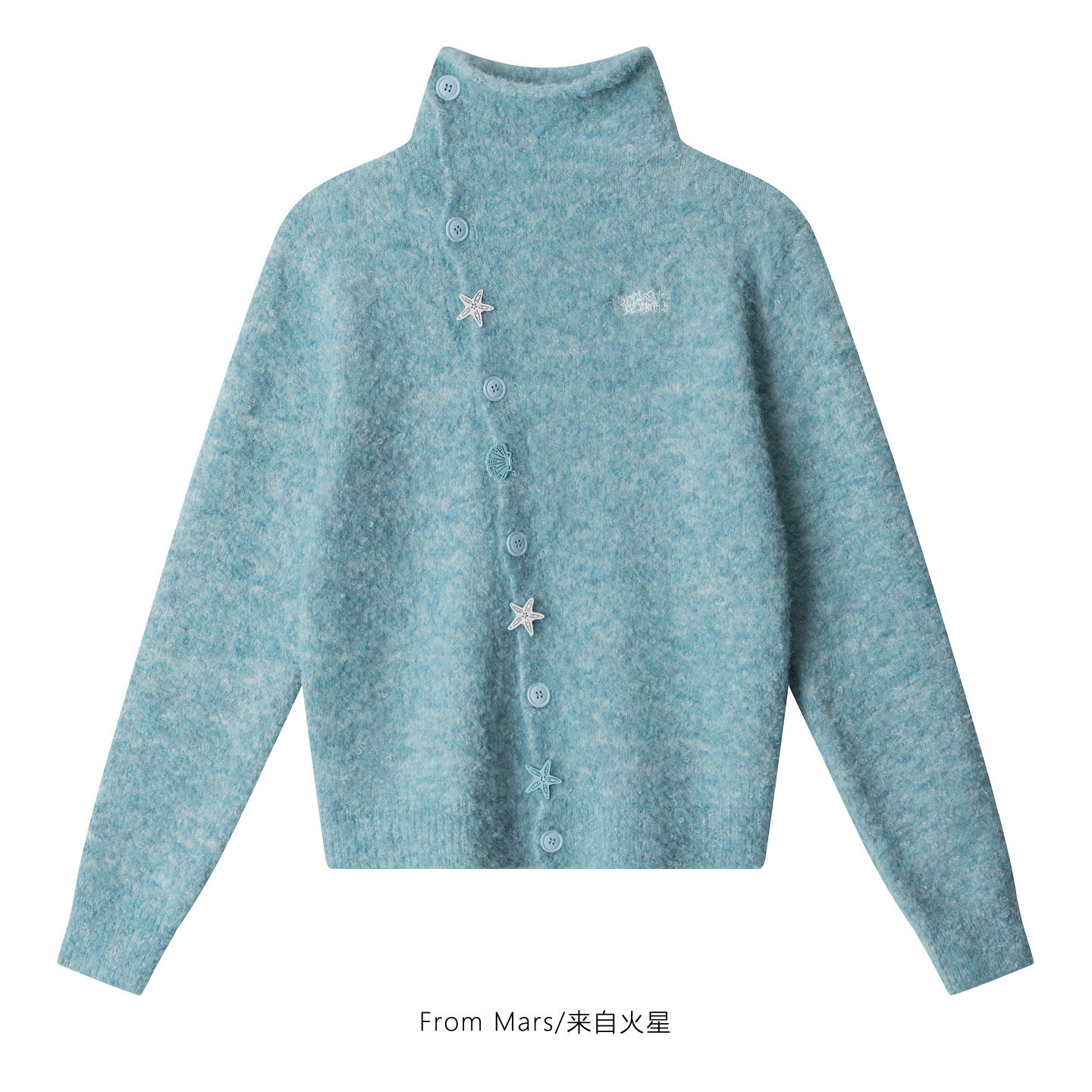 冷酷热情星星纽扣短款开衫毛衣