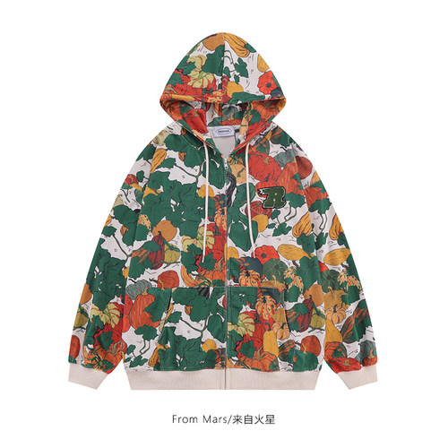 快来吃瓜满印花开衫卫衣外套