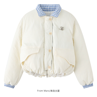 未知担忧拼色宽松棉衣外套