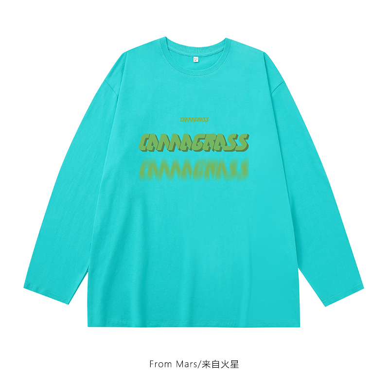 美式创意字母印花长袖T恤圆领