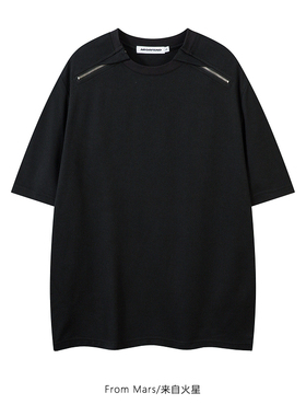 From Mars 深藏不露 潮牌黑色系bf慵懒男女拉链设计短袖慵懒夏季