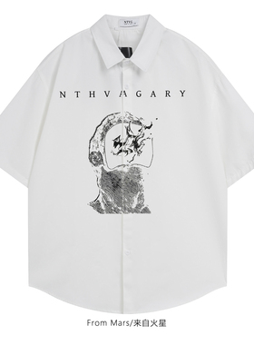 From Mars 可爱小狗 ins印花白色衬衫百搭小众设计感宽松休闲衬衣
