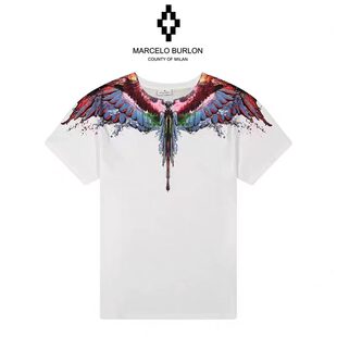MARCELO BURLON马塞洛布隆彩色水滴翅膀短袖T恤男潮牌高街风百搭