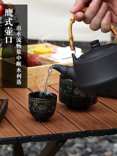 春游户外围炉煮茶罐罐煮茶器具提梁养生壶明火紫砂煮茶炉手提茶壶