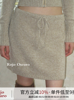 Rojo Oscuro 智惠美人康宝莱美丽奴羊毛杏色低腰毛织抽绳半身裙女