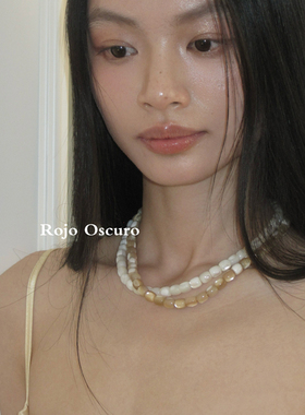 天然马蹄螺珠纯银短款项链锁骨链