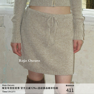 Rojo Oscuro 智惠美人康宝莱美丽奴羊毛杏色低腰毛织抽绳半身裙女