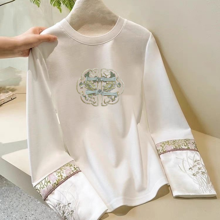 2025新款纯棉刺绣印花圆领T恤