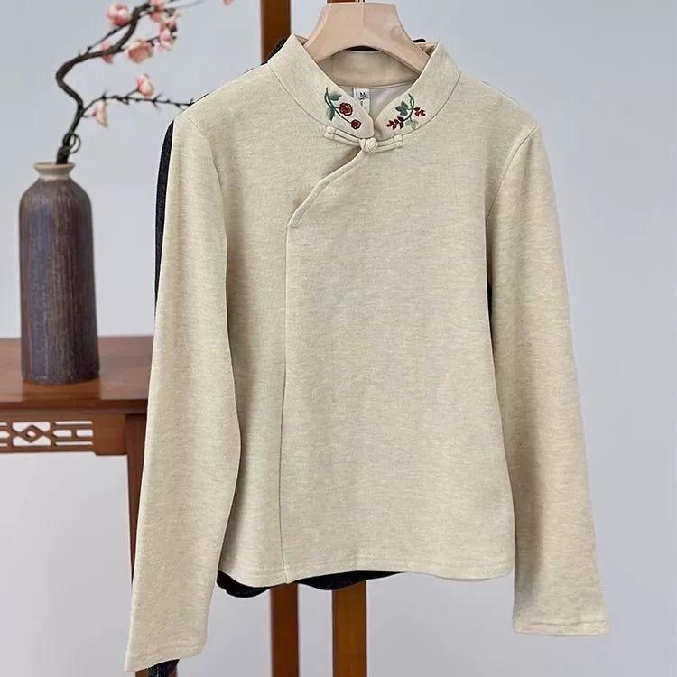 新中式国风刺绣德绒加绒上衣