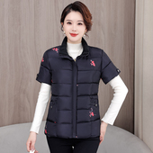 中老年马甲妈妈装 羽绒棉工作服 棉服半袖 马夹外套女秋冬装 外穿短袖