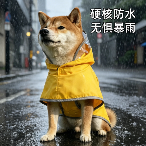 宠物狗狗雨衣中小型犬防水全包斗篷雨衣小狗雨披带牵引孔宠物衣服