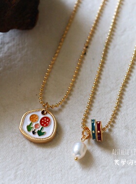 时尚精致花朵珍珠吊坠锁骨链