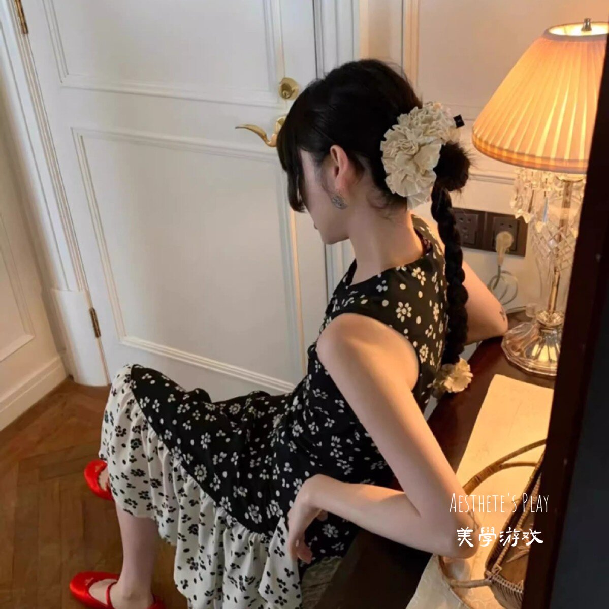 Mona张元英同款立体缎面发圈绣球花大肠发绳头花法式高级感扎发