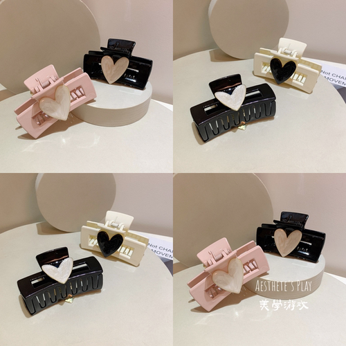 韩系慵懒感随意粉夹发带