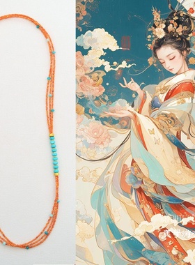 国潮国风多层真石项链新款