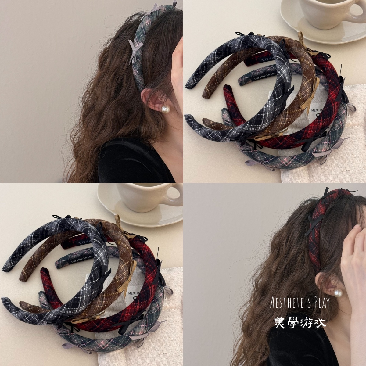 学院风格纹2025秋冬发箍女款头饰