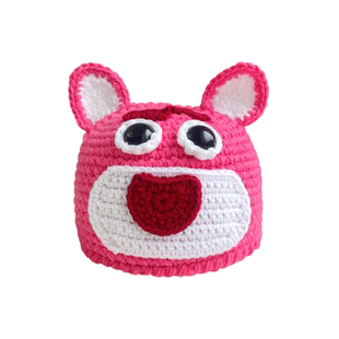 网红痞幼同款沙雕搞怪毛线帽子女秋冬卡通绿色手工针织帽子头套男