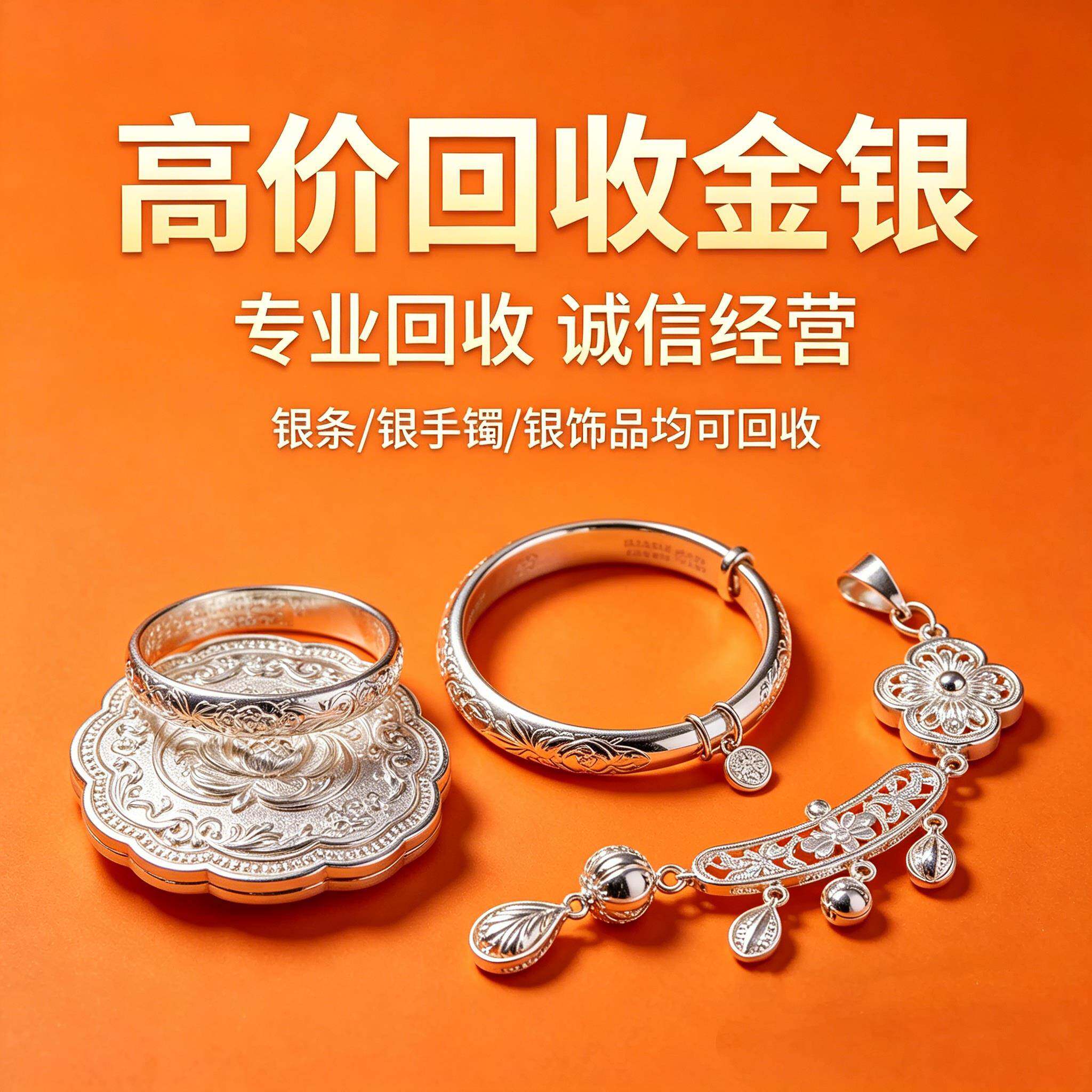 高价回收白银 999.990.925银手镯项链银条纯银制品纯银子项链元宝