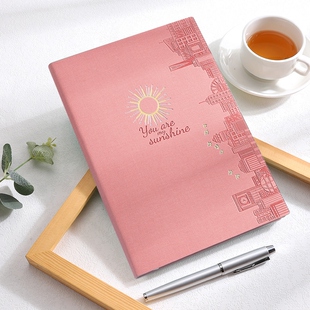 笔记本子精致简约ins风高颜值大学生文艺日记本A5旅行计划加厚记事本2022年新款收支记录工作会议记录皮面本