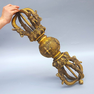 纯铜五股金刚杵镢杵普巴杵密宗藏佛黄铜空心法器佛堂供具中式摆件