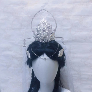 汉服敦煌飞天华丽发冠男女通用古风边夹流苏额饰头冠一套头饰